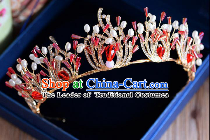 Traditional Jewelry Accessories, Palace Princess Bride Royal Crown, Engagement Royal Crown, Wedding Hair Accessories, Baroco Style Crystal Pearl Headwear for Women