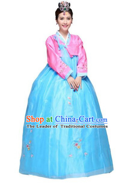 Korean Bride Dress Wedding Clothes Traditional Costumes Korean Full Dress Formal Attire Ceremonial Dress Court Stage Dancing