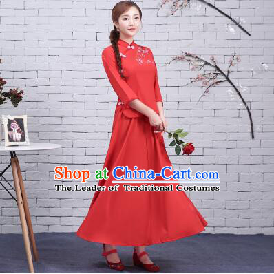 Chinese Women Dress Traditional Clothes Min Guo Time Female Women Clothing Stage Costumes Show