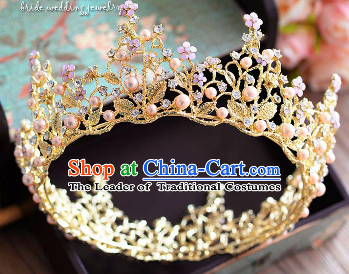 Traditional Jewelry Accessories, Palace Queen Bride Royal Crown, Engagement Retro Royal Crown, Wedding Hair Accessories, Baroco Style Crystal Headwear for Women