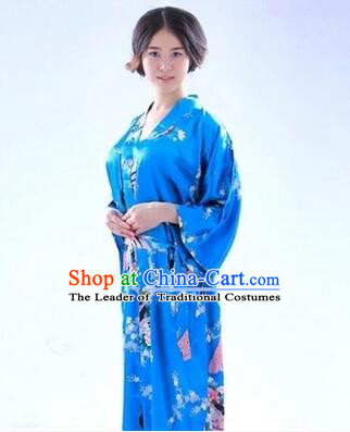 Japanese Traditional Kimono Costumes Women Dress COSPLAY Japanese Traditional Garment Wedding Dress Ceremonial Wafuku Stage Show Aristolochia ringens Light Blue