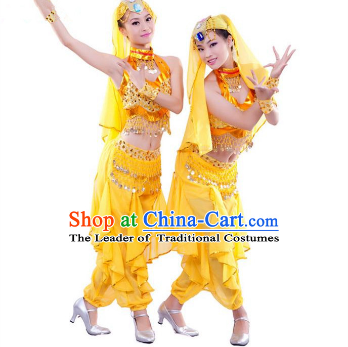 Traditional Indian Dancing Costume, Folk Dance Ethnic Costume, Chinese Xinjiang Nationality Dancing Costumes, Belly Dance Cloth for Women