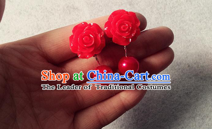 Chinese Wedding Jewelry Accessories, Traditional Xiuhe Suits Wedding Bride Earrings, Ancient Chinese Earrings