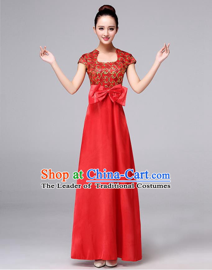 Chinese Classic Stage Performance Chorus Singing Group Dance Costumes, Chorus Competition Costume, Compere Costumes for Women