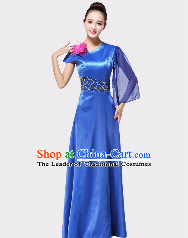 Chinese Classic Stage Performance Chorus Singing Group Dance Costumes, Chorus Competition Costume, Compere Costumes for Women