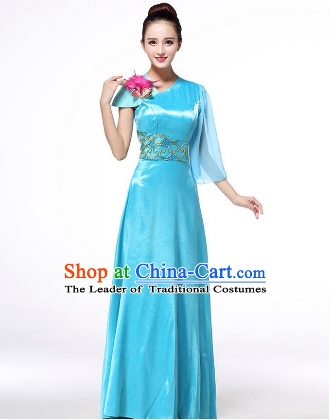 Chinese Classic Stage Performance Chorus Singing Group Dance Costumes, Chorus Competition Costume, Compere Costumes for Women