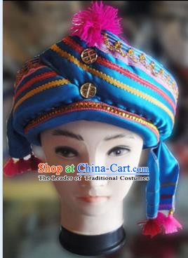 Chinese Traditional Miao Minority Hmong Folk Ethnic Hat, Tujia Minority Hat for Men