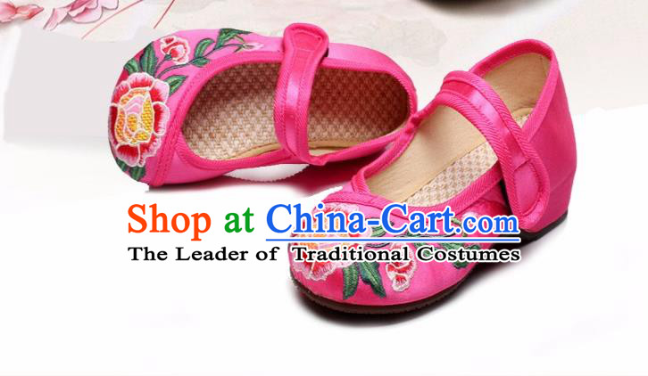 Traditional Chinese Folk Dance Shoes, Children Embroidered Shoes, Chinese Embroidery Fabric Shoes for Kids