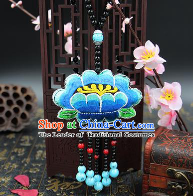 Traditional Chinese Miao Nationality Necklace, Hmong Folk Wedding Embroidery Sweater Chain, Chinese Minority Nationality Jewelry Accessories for Women