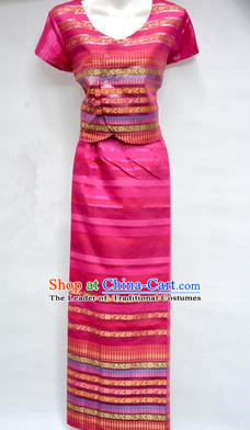 Traditional Asian Thai Dance Costume Complete Set, Chinese Dai Nationality Clothing for Women