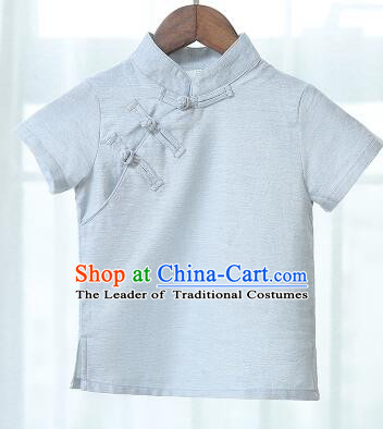 Chinese Style Shirt Min Guo Student Dress Girl Female Kids Show Costume Stage Clothes Light Blue