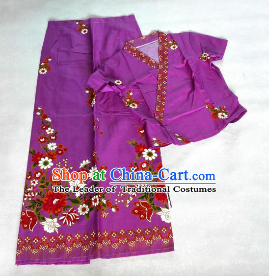 Traditional Asian Thai Costume Complete Set, Thai Top Grade Silk Fabrics Suit for Women