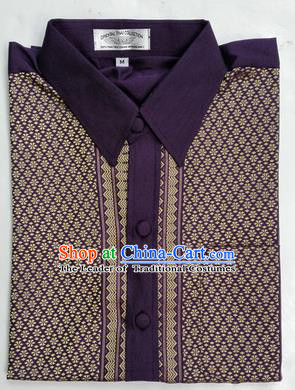 Traditional Asian Thai Palace Men Costume Skirt, Thai Royal Court Silk Dress Shirt for Men