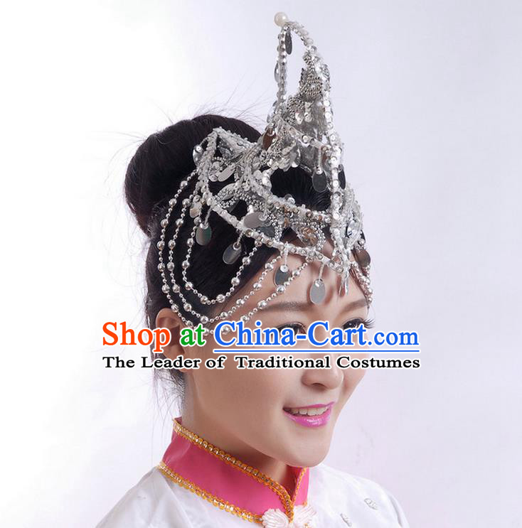 Traditional Chinese Yangge Hair Accessories, Fan Dancing Headwear, Folk Dance Yangko Headdress, China National Minority Dancing Stage Accessories