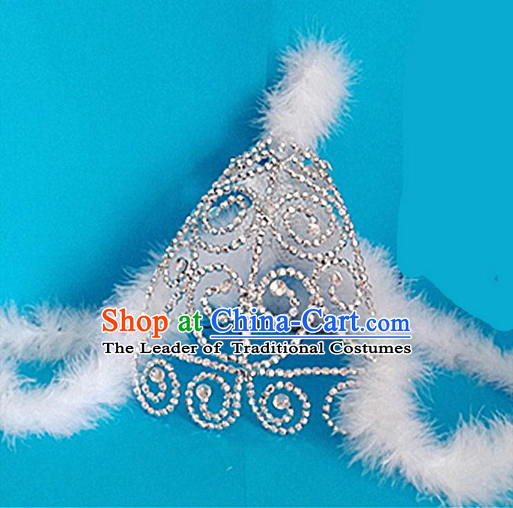 Traditional Chinese Yangge Hair Accessories, Fan Dancing Headwear, Folk Dance Yangko Headdress, China Mongol National Minority Dancing Stage Accessories