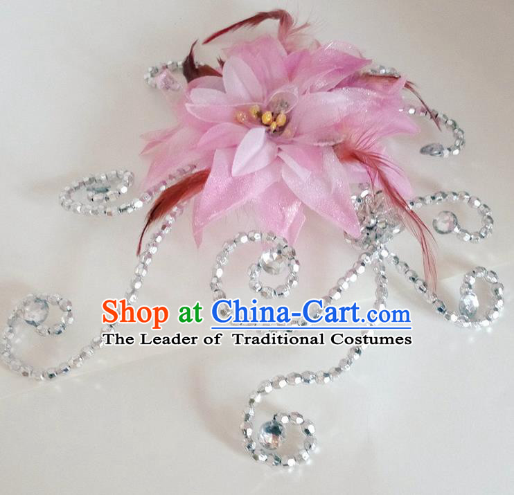 Traditional Chinese Yangge Hair Accessories, Fan Dancing Headwear, Folk Dance Yangko Headdress, China National Minority Peacock Dancing Stage Accessories