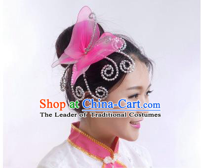 Traditional Chinese Yangge Hair Accessories, Fan Dancing Headwear, Folk Dance Yangko Peacock Dance Headdress, Stage Accessories