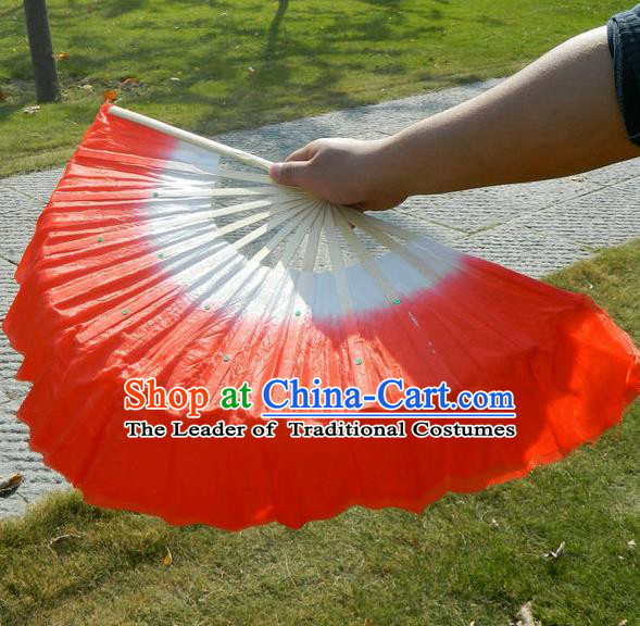 Traditional Pure Silk Color Change Chinese Dance Folk Dance Hand Fans Yangge Dance Hand Fan Oriental Fan