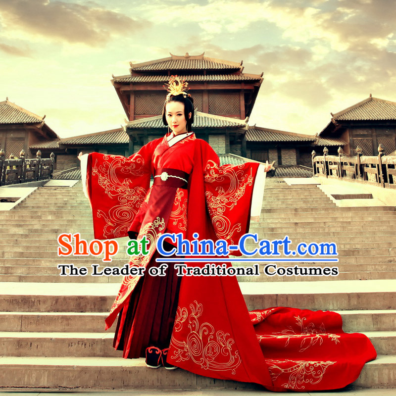 Ancient Chinese Princess, Queen Dance Costume, Hanfu, Traditional Red Bride Wedding Dress For Women