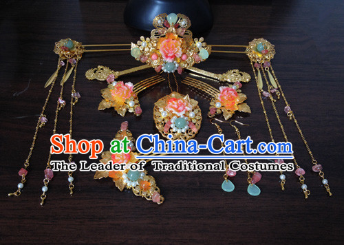 Chinese Ancient Style Hair Jewelry Accessories, Hairpins, Hanfu Xiuhe Suits Wedding Bride Headwear, Headdress, Imperial Empress Handmade Hair Fascinators for Women