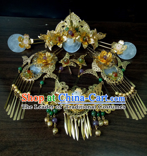 Chinese Ancient Style Hair Jewelry Accessories, Hairpins, Hanfu Xiuhe Suits Wedding Bride Headwear, Headdress, Imperial Empress Handmade Hair Fascinators for Women