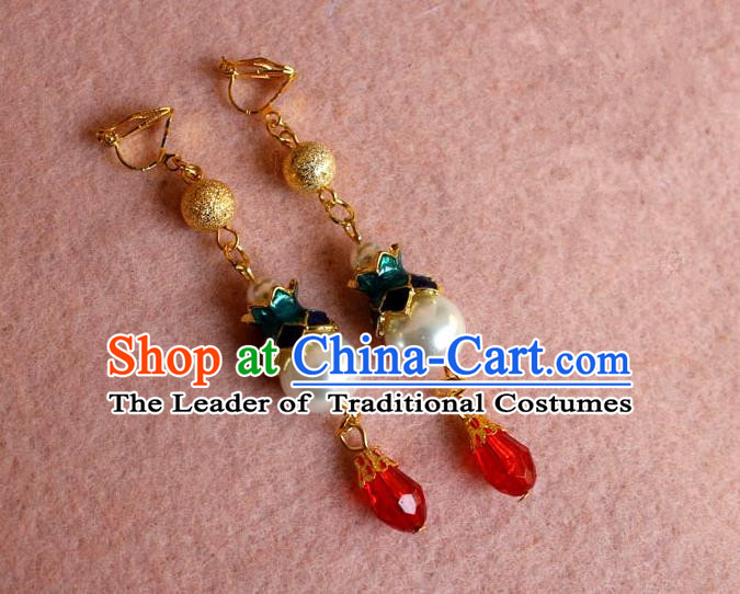 Ancient Chinese Style Imperial Palace Empress Queen Wedding Cloisonn茅 Earrings For Women