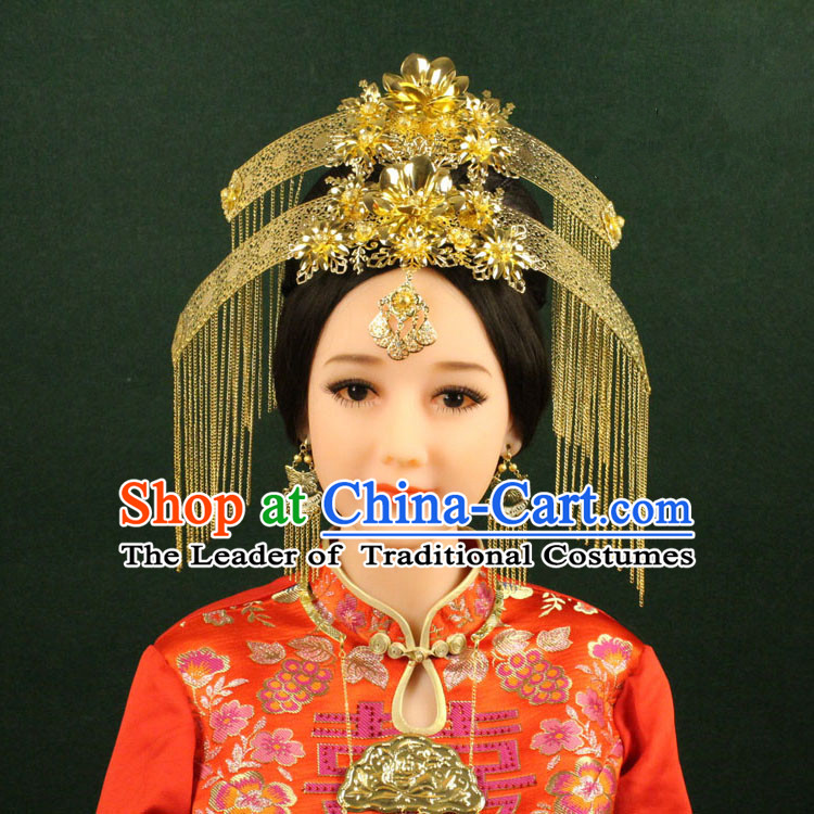 Chinese Ancient Style Hair Jewelry Accessories, Hairpins, Tang Dynasty Xiuhe Suits Wedding Bride Imperial Empress, Cosplay Queen Handmade Phoenix for Women