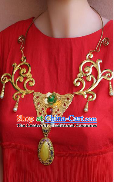 Chinese Imperial Queen Necklace, Empress Necklaces, Xiuhe Suit Necklaces, Wedding Accessories For Women