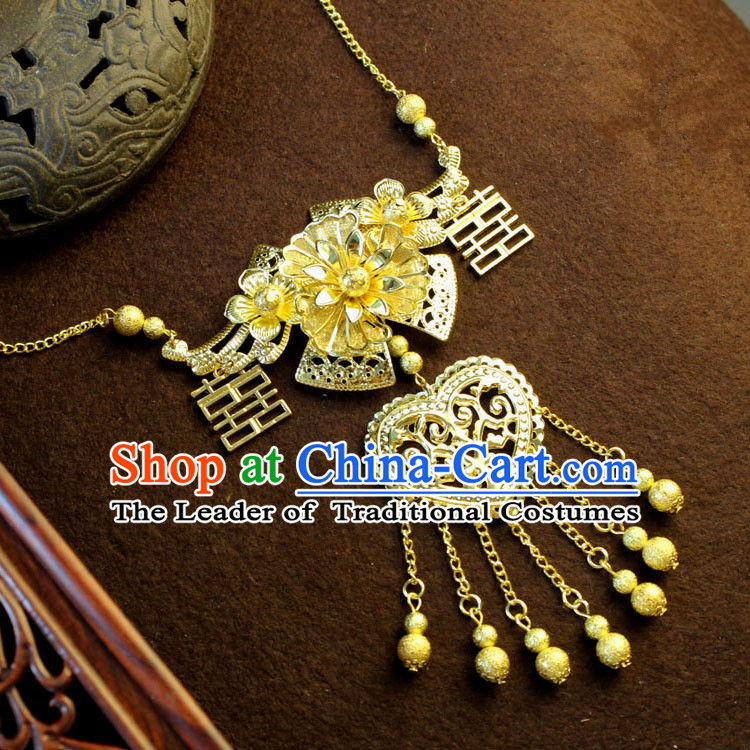 Chinese Imperial Queen Necklace, Empress Necklaces, Xiuhe Suit Necklaces, Wedding Accessories For Women