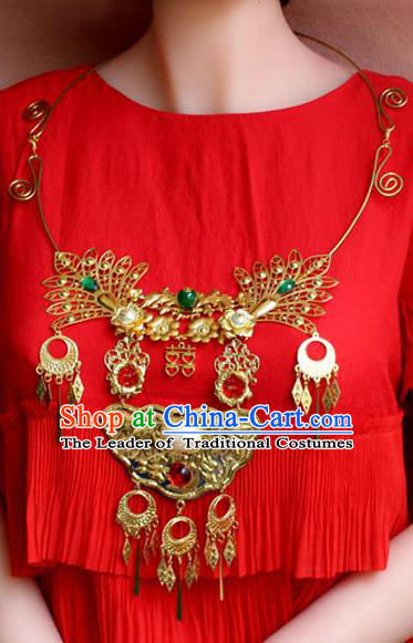 Chinese Imperial Queen Necklace, Empress Necklaces, Xiuhe Suit Necklaces, Wedding Accessories For Women