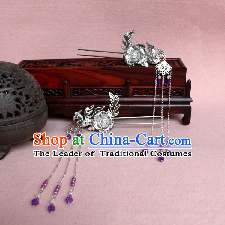 Chinese Ancient Style Hair Jewelry Accessories, Hairpins, Han Dynasty Princess Hanfu Xiuhe Suit Wedding Bride Phoenix Coronet, Hair Accessories for Women