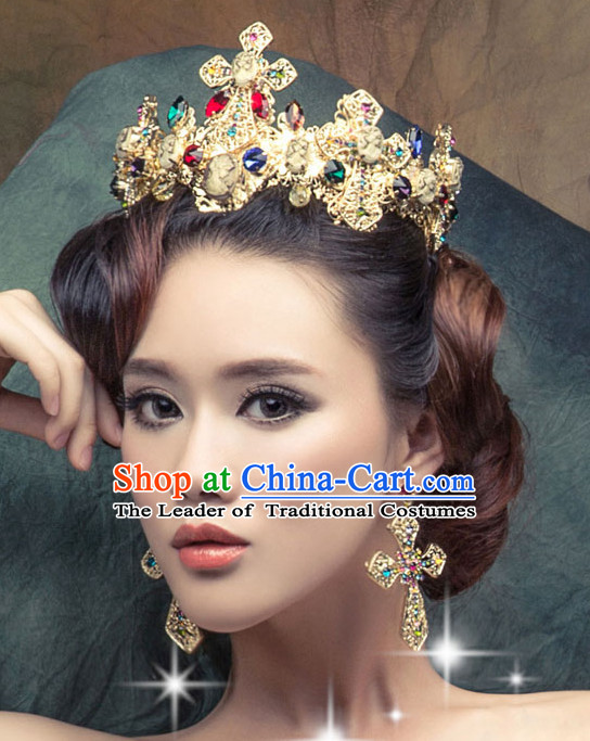 Traditional Chinese Style Princess Empress Queen Brides Wedding Headpieces Hair Fascinators Jewelry Decorations Hairpins Phoenix Crown Coronet