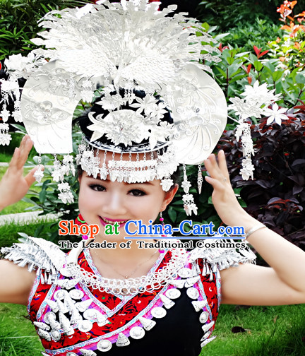 Chinese Princess Miao Tribe Headwear Silver Hat