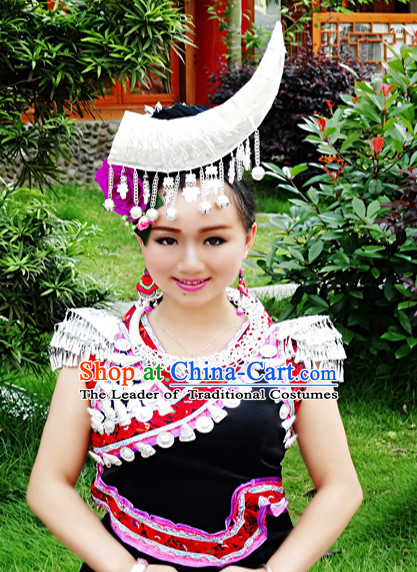 Chinese Princess Miao Tribe Headwear Silver Hat