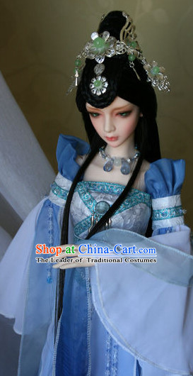 Ancient Chinese Empress Princess Queen Hanfu Clothing and Hair Accessories Complete Set for Women