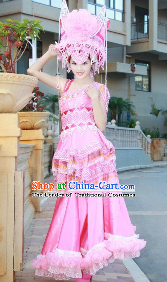 Chinese Traditional Miao Minority Princess Queen Empress Clothes and Hat Complete Set for Women