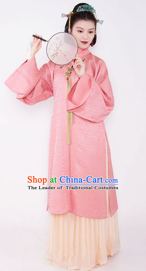 Chinese Style Dresses Kimono Dress Song Dynasty Empress Princess Queen Outfits and Headpieces Complete Set for Women