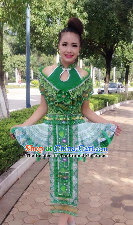 Chinese Traditional Miao Minority Princess Queen Empress Clothes and Headwear Complete Set for Women