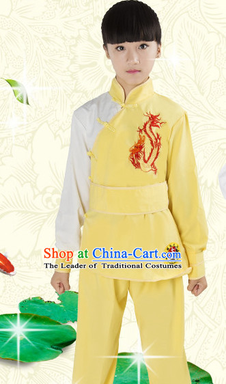 Chinese Traditional Kung Fu Costume Wing Chun Apparel Taiji Uniform for Kids Girls Boys