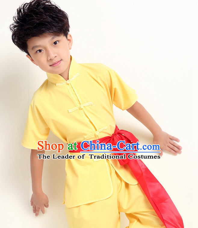 Chinese Traditional Kung Fu Costume Wing Chun Apparel Taiji Uniform for Kids Girls Boys