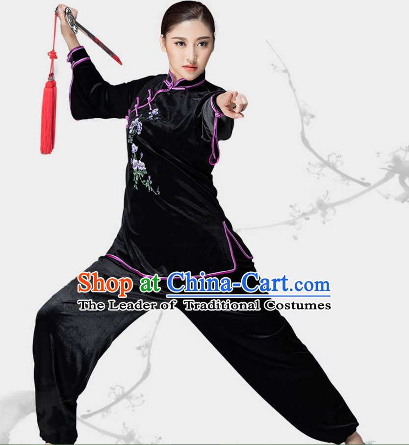 Chinese Asian Mandarin Kung Fu Martial Arts Practice and Competition Costume Wing Chun Apparel Taiji Tai Chi Uniform for Adults Children Men Women Boys Girls