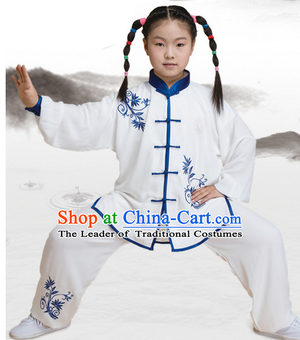 Chinese Asian Mandarin Kung Fu Martial Arts Practice and Competition Costume Wing Chun Apparel Taiji Tai Chi Uniform for Adults Children Men Women Boys Girls