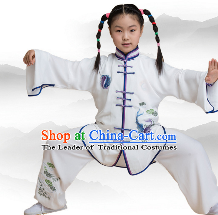 Chinese Asian Mandarin Kung Fu Martial Arts Practice and Competition Costume Wing Chun Apparel Taiji Tai Chi Uniform for Adults Children Men Women Boys Girls