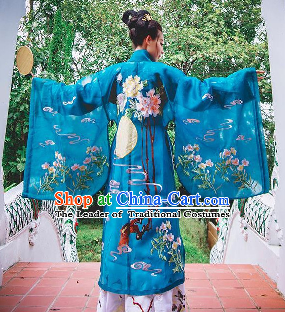 Ancient Chinese Ming Dynasty Princess Empress Queen Embroidered Clothing and Headpieces Complete Set for Women or Girls