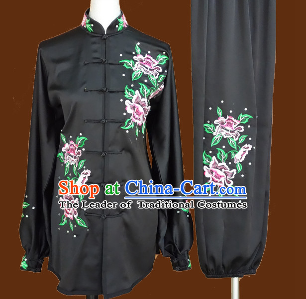 Top Tai Chi Taiji Kung Fu Gongfu Martial Arts Wu Shu Competition Uniforms Dresses Suits Outfits for Adults and Kids