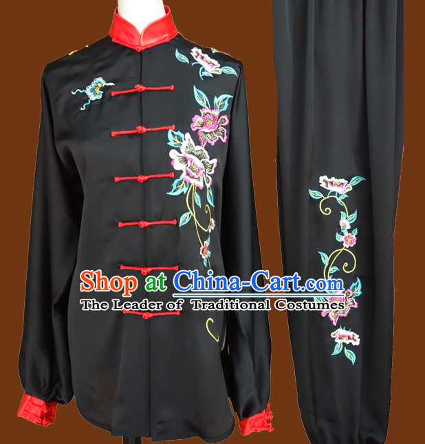 Top Tai Chi Taiji Kung Fu Gongfu Martial Arts Wu Shu Competition Uniforms Dresses Suits Outfits for Adults and Kids