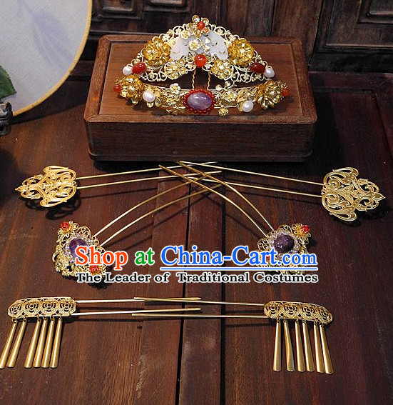 Ancient Chinese Empress Princess Queen Hair Style Accessories Hair Sticks Clips Hair Pin Hair Pieces Combs Ancient Chinese Chopsticks Asian Wedding Bridal Hair Ornaments