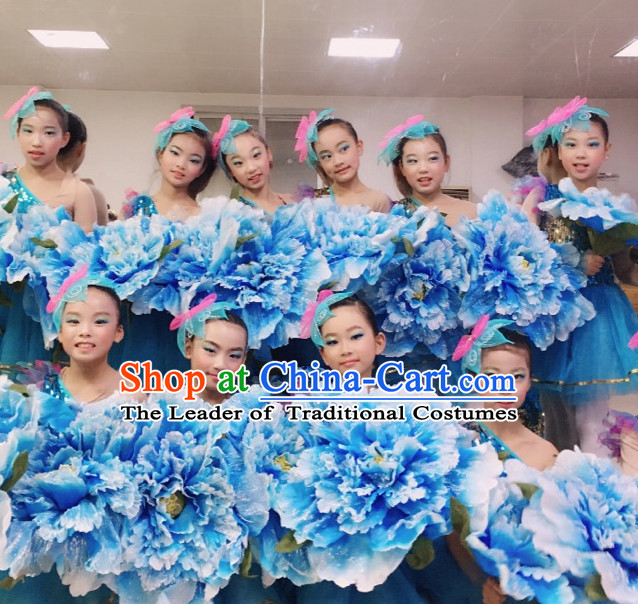 0.6 Meter Blue Large Chinese Peony Flower Dance Props for Adults or Kids