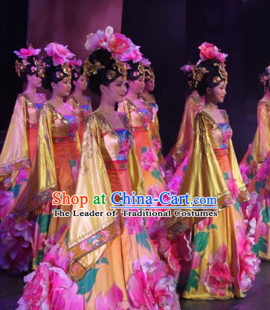 Ancient Chinese Classical Imperial Dance Costumes and Headdress Complete Set for Women or Girls