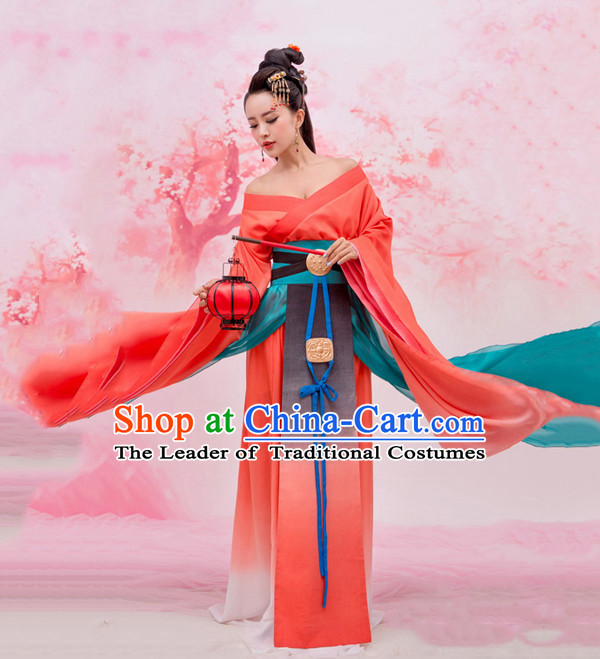 Chinese Ancient Beauty Costumes and Hair Jewelry Complete Set for Women